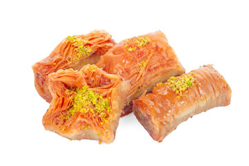 Turkish Ramadan Dessert Baklava isolated on white
