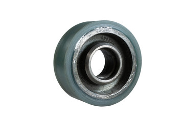 Wheel with  polyurethane bandage for warehouse loader isolated