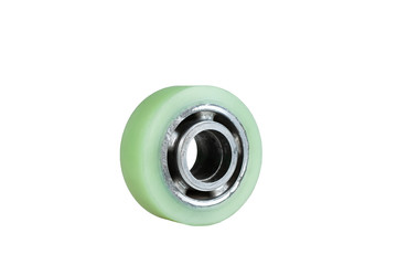 Wheel with  polyurethane bandage for warehouse loader isolated