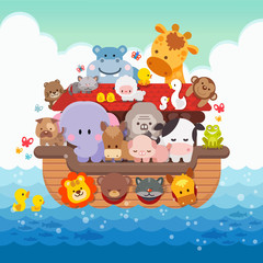 Noah's Ark cartoon and cute animals children illustrationNoah's Ark cartoon and cute animals children illustration © Komain Techanadta