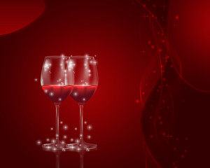 Festive red wine glass