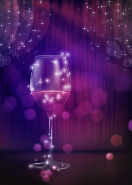 Festive red wine glass