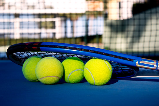 tennis balls on a tennis court