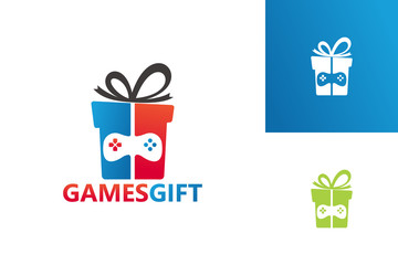 Games Gift Logo Template Design Vector, Emblem, Design Concept, Creative Symbol, Icon