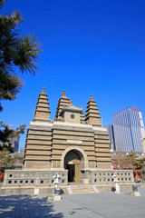 Sarira pagoda building landscape in the Five Pagoda Temple, Hohhot city, Inner Mongolia autonomous region, China