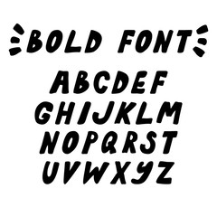 Hand drawn vector trendy bold font. Vector capital letters alphabet.