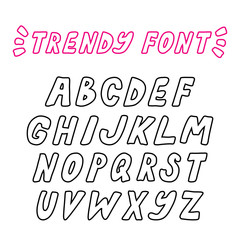 Hand drawn vector trendy bold outline font. Vector capital letters alphabet.