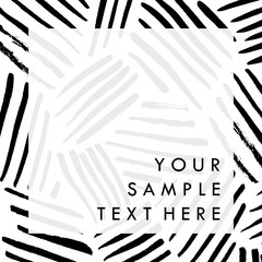Black and white vector template background for presentation, for flyer and for banner, with paint brush strokes. Vector brush stroke for trendy design.