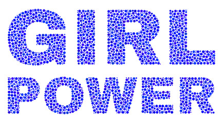 Dot vector Girl Power text isolated on a white background. Girl Power mosaic tag of circle dots in various sizes.