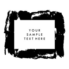 Black and white vector template background for presentation, for flyer and for banner, with paint brush strokes. Vector brush stroke for trendy design.