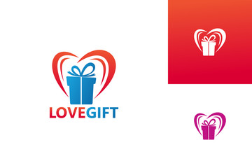 Love Gift Logo Template Design Vector, Emblem, Design Concept, Creative Symbol, Icon