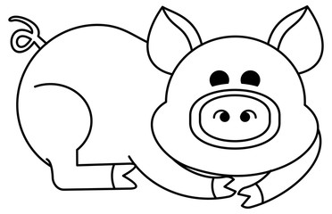 Funny cartoon pig figure. Educational activity for children. Printable coloring page for kids.
