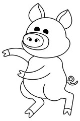 Funny cartoon pig figure. Educational activity for children. Printable coloring page for kids.