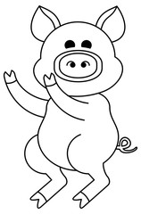 Obraz na płótnie Canvas Funny cartoon pig figure. Educational activity for children. Printable coloring page for kids.