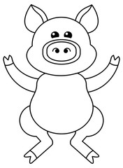 Funny cartoon pig figure. Educational activity for children. Printable coloring page for kids.