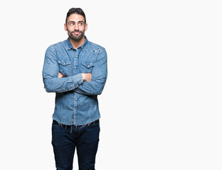 Fototapeta premium Young handsome man over isolated background smiling looking side and staring away thinking.