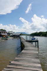 Small village nearby the sea with jetty. Lawas Sarawak Malaysia © MohamadFaizal