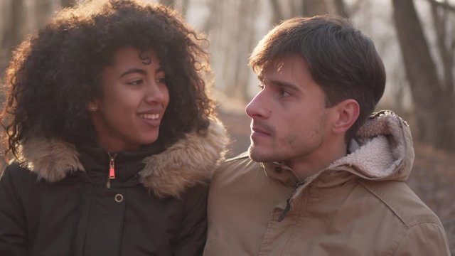 Couple spending time outdoors on winter vacation