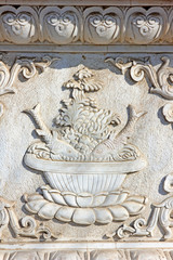 White marble sculpture in a temple