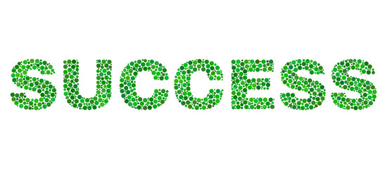 Dot vector Success text isolated on a white background. Success mosaic name of circle dots in various sizes.