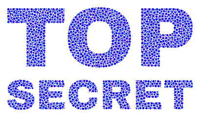 Dot vector Top Secret text isolated on a white background. Top Secret mosaic caption of circle dots in various sizes.