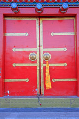 Red door in a temple