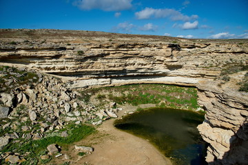 West Kazakhstan. East coast of the Caspian sea. Canyon Saura on the Mangyshlak Peninsula