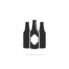 Monochrome Beer bottles icon . Vector illustration.