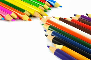 Crayon isolated on white background / Set of Color pencils , Multicolor wood Crayons