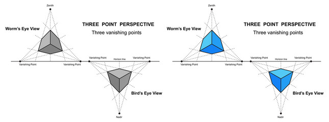  perspective drawing isolated on white background vector illustration