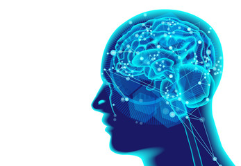 人口知能AIのネットワークと白背景