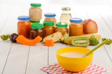 Porridge, fruits and vegetables