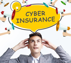 Business, technology, internet and networking concept. The young entrepreneur got the innovative idea: Cyber insurance