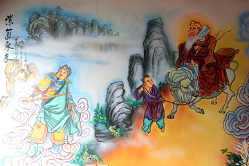 Beautiful paintings in the Mammon temple, Hohhot city, Inner Mongolia autonomous region, China
