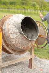 Old electric portable concrete mixer
