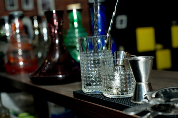 Making cocktails at the bar