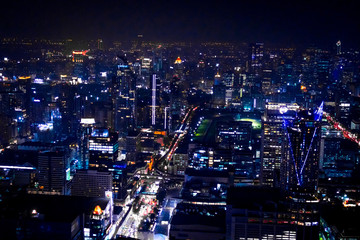 Bangkok city at night time. Thailand.