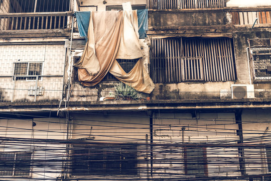 Bangkok Street At Day Time. Asian Houses. Thailand Architecture.