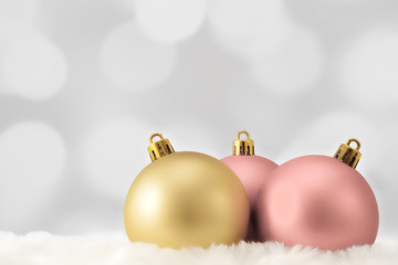 Christmas Decoration Balls on Abstract White Background.