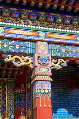 Doorcase decoration coloured drawing or pattern in a temple