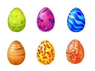 Illustration easter eggs on white background. Clipart mix color eggs.