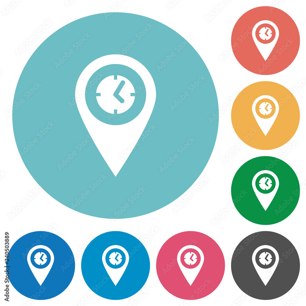 Poster arrival time gps map location flat round icons