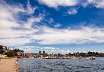 Fototapeta premium Tjuvholmen waterfront Oslo Norway Scandinavia
