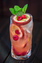 cocktail with strawberry and mint