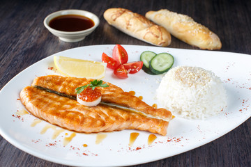 pancakes with salmon and sour cream