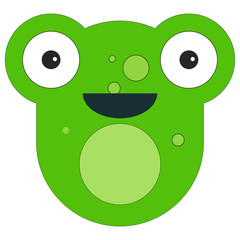 Frog face in cartoon flat style.