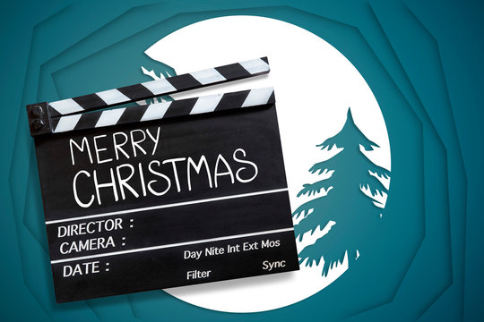 Merry Christmas, text title on film slate 