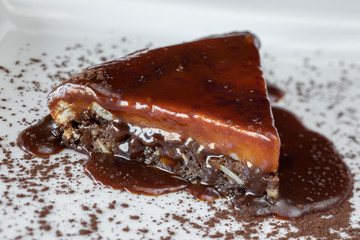 piece of chocolate cake on a plate