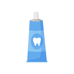 Toothpaste illustration. Tooth, paste, tube. Dental care concept. Can be used for topics like teeth cleaning, hygiene, bathroom, morning