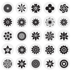 Flower icons set on circles background for graphic and web design, Modern simple vector sign. Internet concept. Trendy symbol for website design web button or mobile app